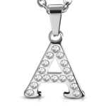 Stainless Steel Alphabet Initial Letter Crystals Pendant Stainless Steel Alphabet Initial Letter Crystals Pendant